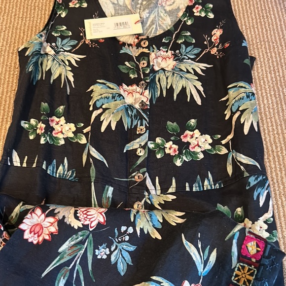 NWT JOHNNY WAS easy linen floral embroidered jumpsuit size XS/S - Picture 6 of 9